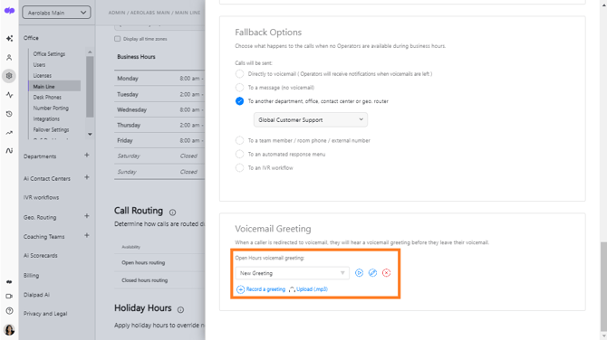 Dialpad Main Line Voicemail