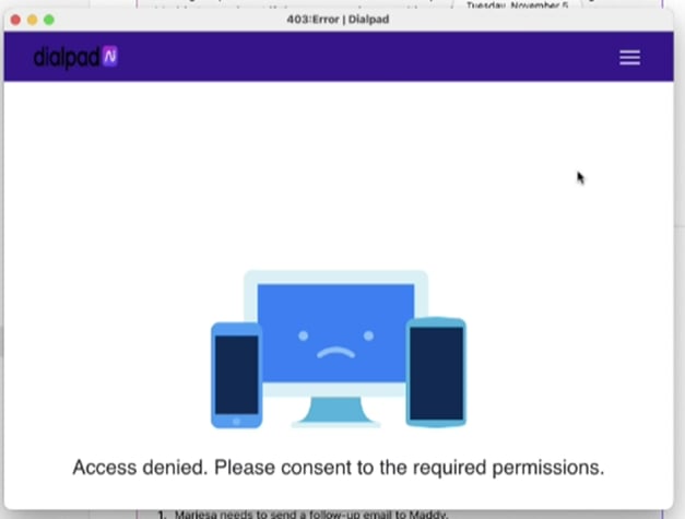 Access denied. Please consent to the required permissions. 